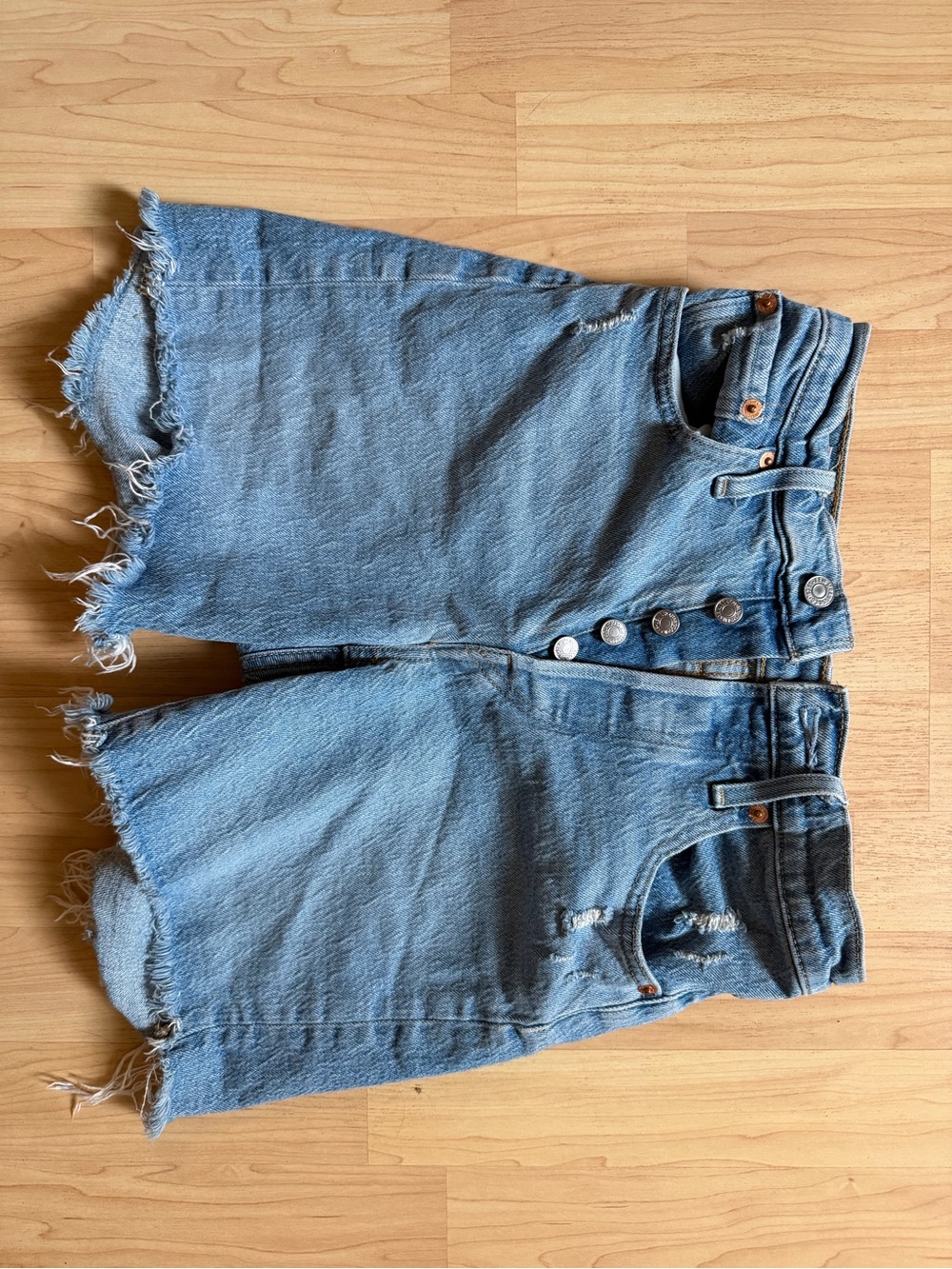Levi's Light Blue Distressed Denim Jean Shorts